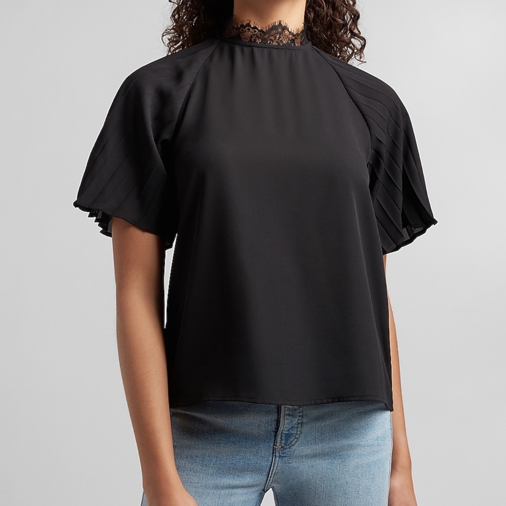 EXPRESS Lace Mock Neck Top